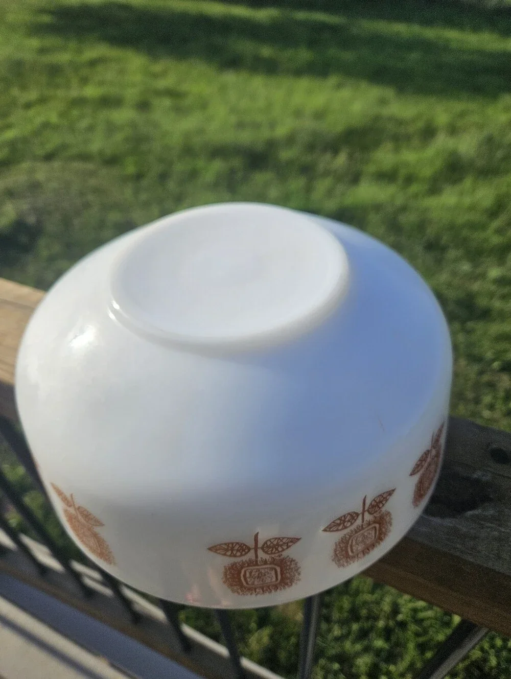 🌻 Vintage Federal Glass Brown Sunflower Mixing Bowl - 3.5 Qt,  Farmhouse Cottag